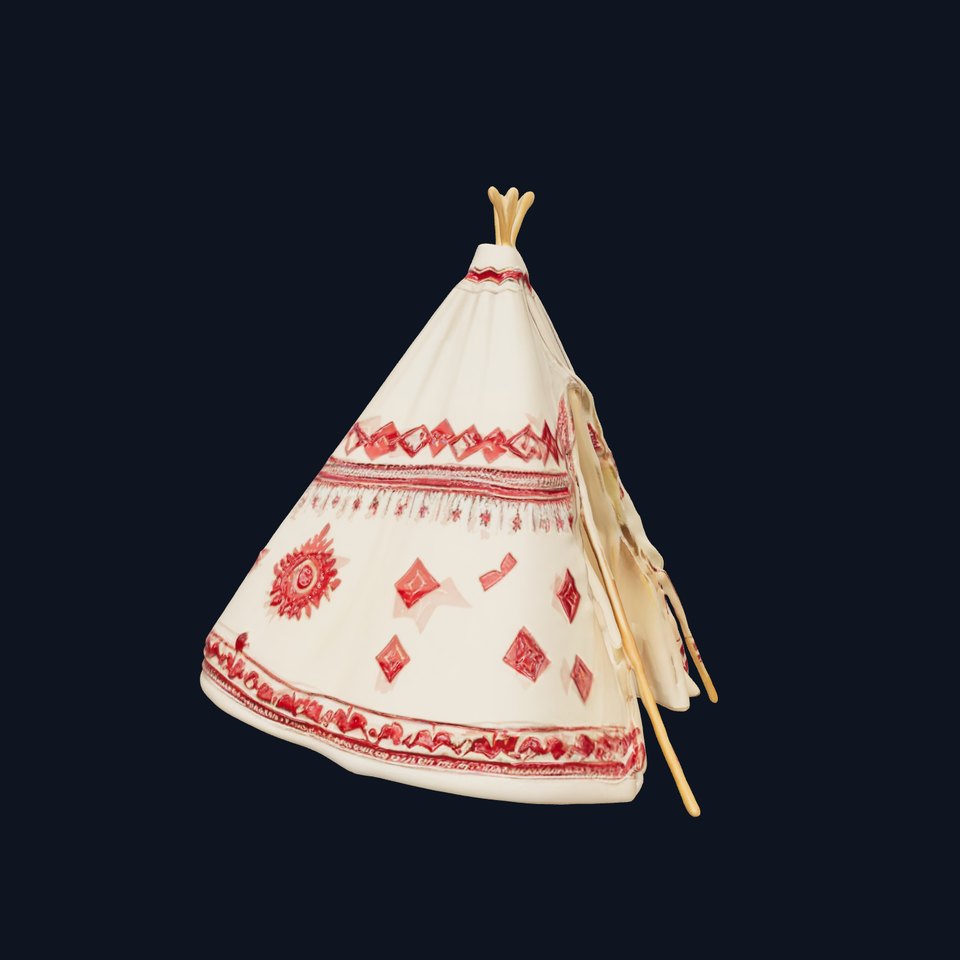 Traditional Tipi Tent Model Pack with Tribal Patterns